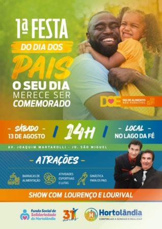 Lago da Fé recebe 1ª Festa do Dia dos Pais no próximo sábado (13/08)