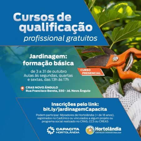 Cursos profissionalizantes gratuitos do “Capacita Hortolândia”