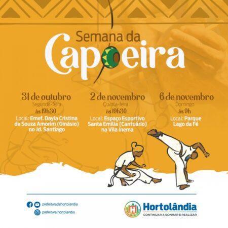 Comemorações da Semana da Capoeira em Hortolândia começa no dia 31 de outubro
