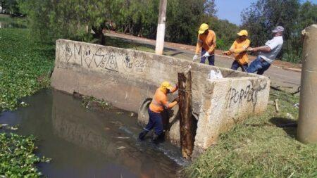 Prefeitura realiza limpeza na lagoa no Jd. Amanda