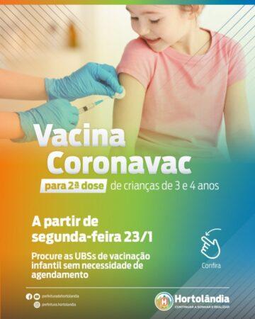 Crianças de 3 e 4 anos recebem segunda dose da Coronavac a partir desta segunda (23/01)