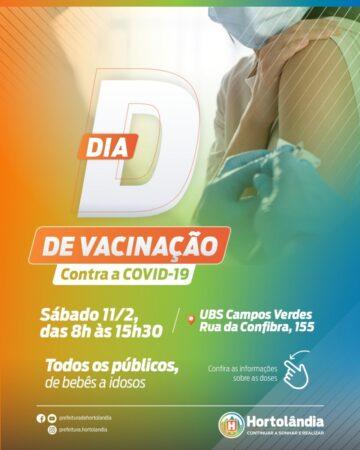 Dia D de vacinação contra a Covid-19 em Hortolândia é neste sábado (11/02)