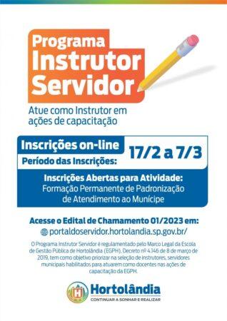 Programa Instrutor Servidor recebe inscrições de servidores da Prefeitura