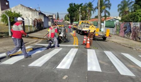 Ruas do Jd. Boa Esperança, em Hortolândia, recebem reforço da sinalização de solo