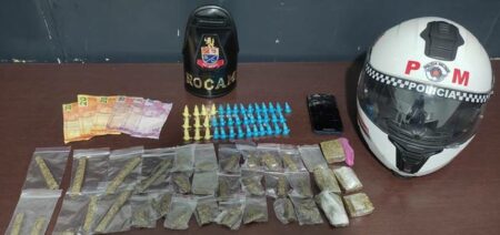 Homem tenta abandonar sacola com maconha, cocaína e cédulas de dinheiro, mas vai preso em Hortolândia