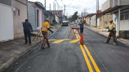Vila Guedes, em Hortolândia, recebe melhoria de sinalização de solo