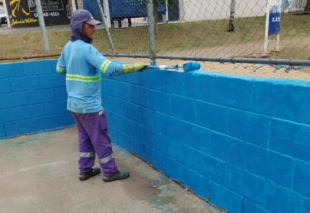 Quadra esportiva e outros espaços públicos de Hortolândia recebem pintura, limpeza e manutenção