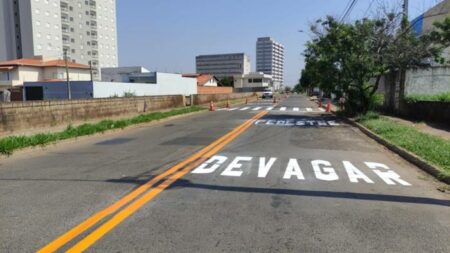 Reforço da sinalização nas ruas próximas ao Pq. Socioambiental Lago da Fé, em Hortolândia