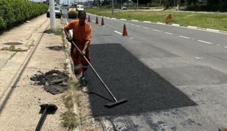 Avenida de Hortolândia com grande fluxo de veículos recebe melhoria no asfalto