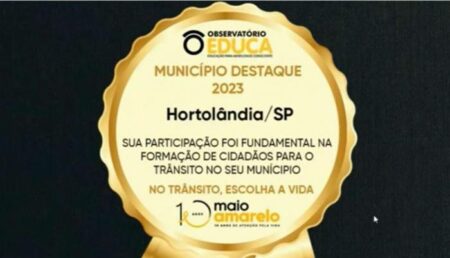 Hortolândia recebe selo de destaque por trabalho de conscientização no trânsito em escolas públicas