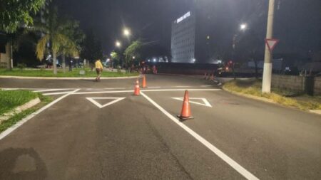 Reforço da sinalização do trânsito aconteceu na madrugada em importante bairro de Hortolândia