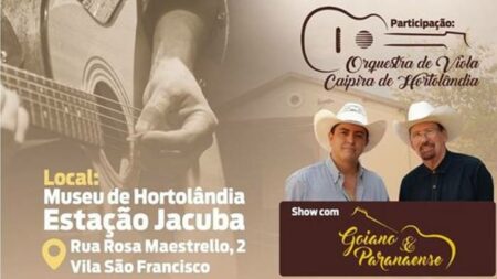 Evento gratuito de música sertaneja agitará a Estação Jacuba, em Hortolândia, no próximo fim de semana