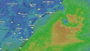 Ciclone subtropical Akará na costa do Sudeste e do Sul do Brasil