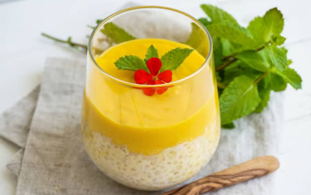 sagu de coco com frozen de manga