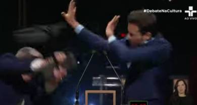 Datena dá cadeirada em Pablo Marçal em debate na TV Cultura em debate de Pablo Marçal