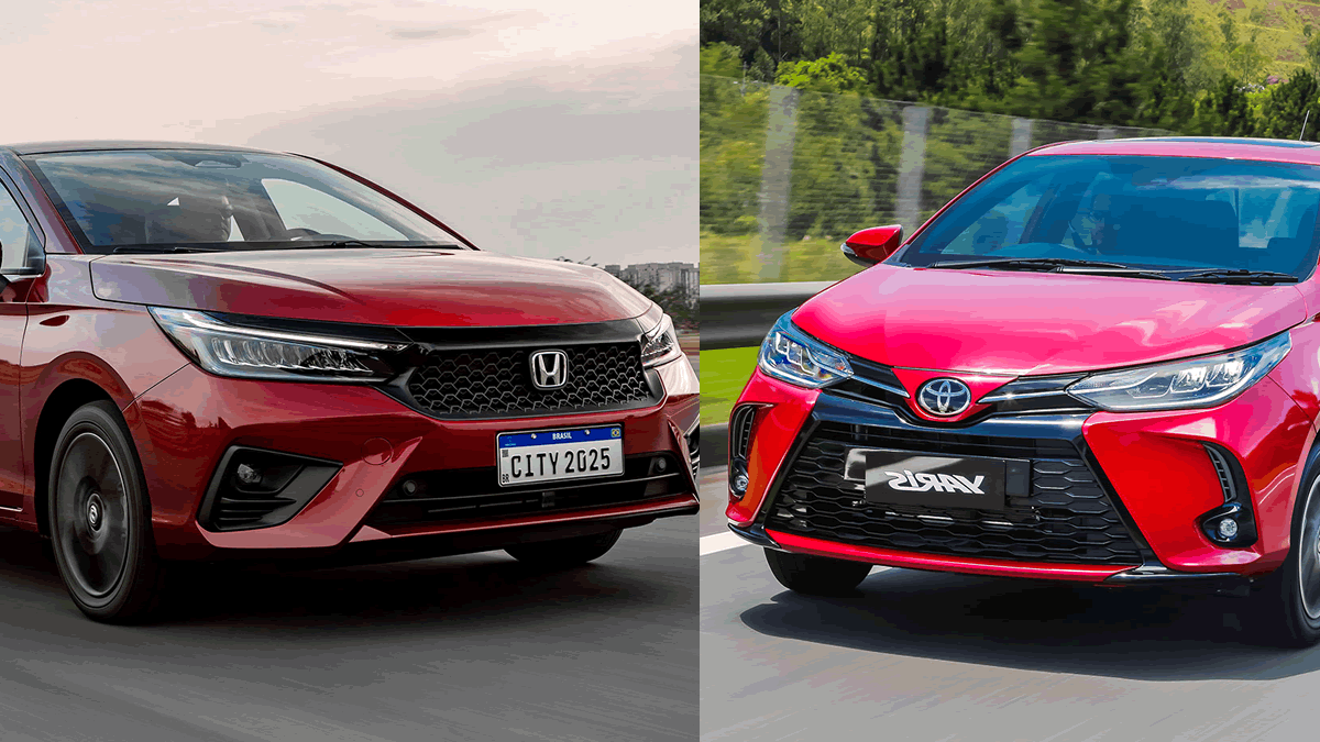 Honda City vs. Toyota Yaris 2025. Quem leva a melhor dos Hatches compactos?