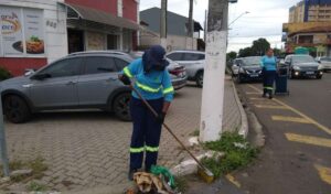 Centro de Hortolândia recebe limpeza e varrição