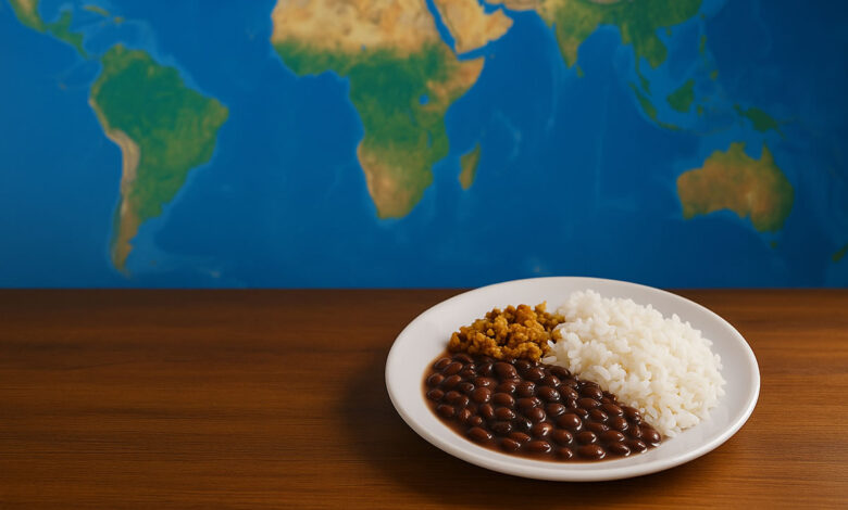 prato de comida arroz feijao - mapa da fome