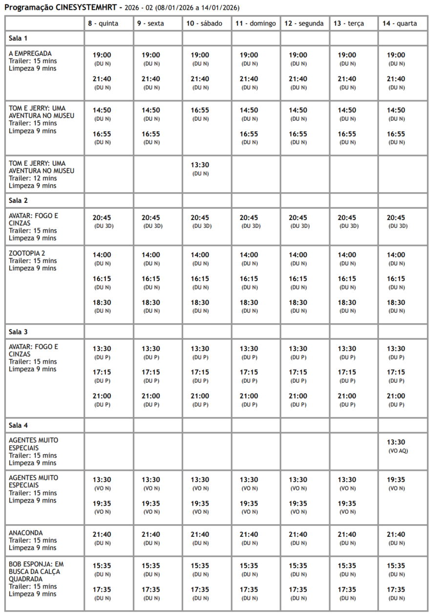 Programação Cinesystem Hortolândia