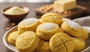 Bolacha amanteigada de milho que derrete na boca