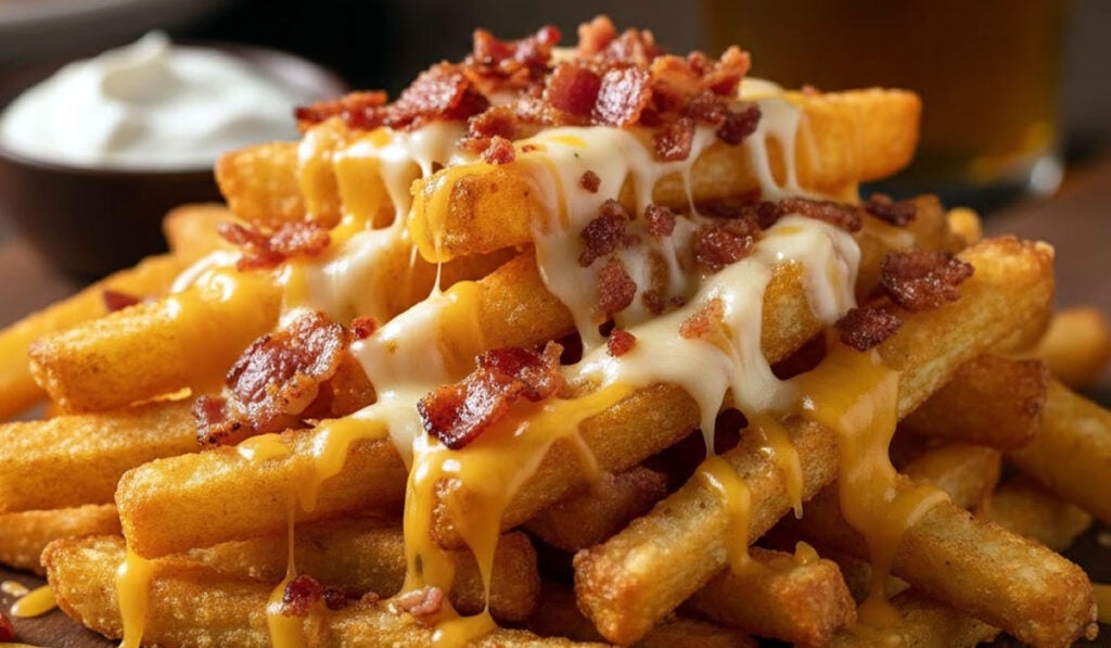 Stick de batata com queijo e bacon