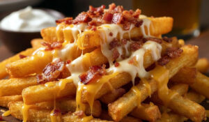 Stick de batata com queijo e bacon crocante por fora e cremoso por dentro