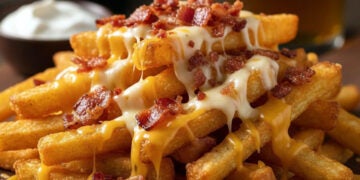 Stick de batata com queijo e bacon