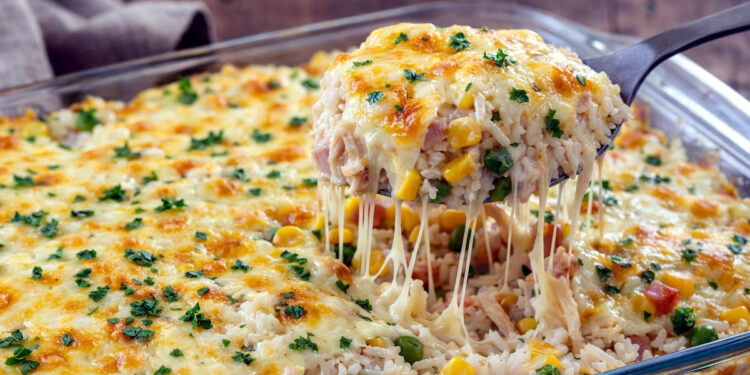 Arroz de forno com frango cremoso