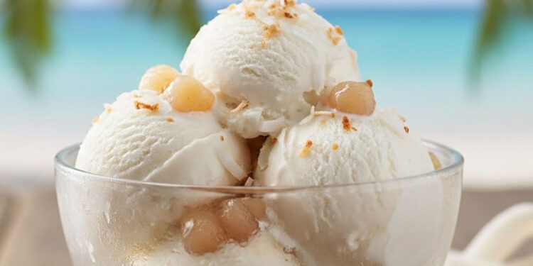 Sorvete de coco com tapioca