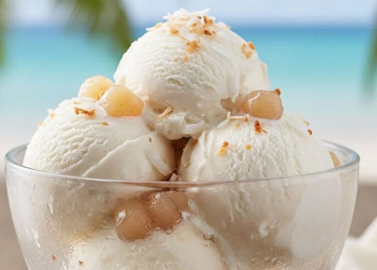 Sorvete de coco com tapioca
