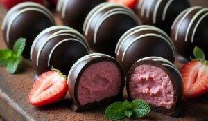 Receita de trufas de morango cremosas