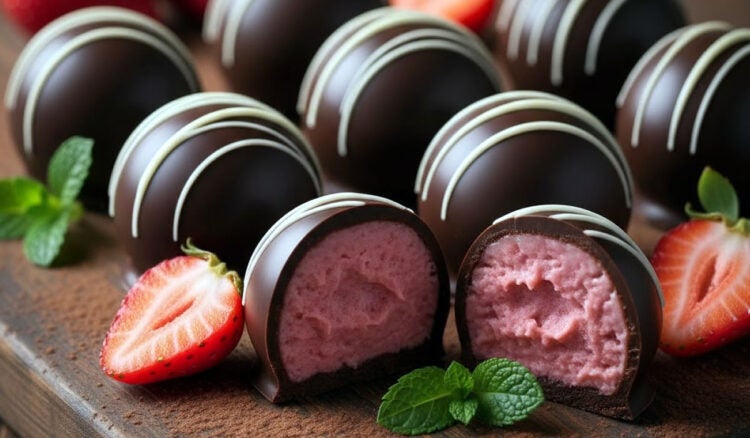 Receita trufas de morango