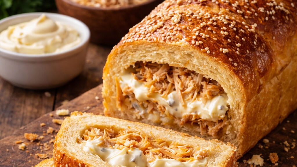 pão recheado com frango e requeijão