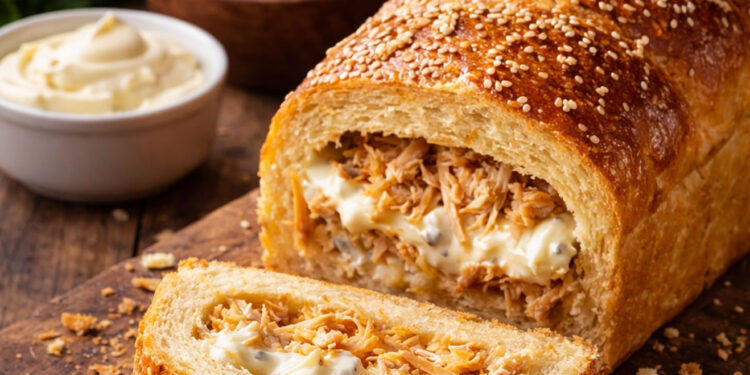 pão recheado com frango e requeijão