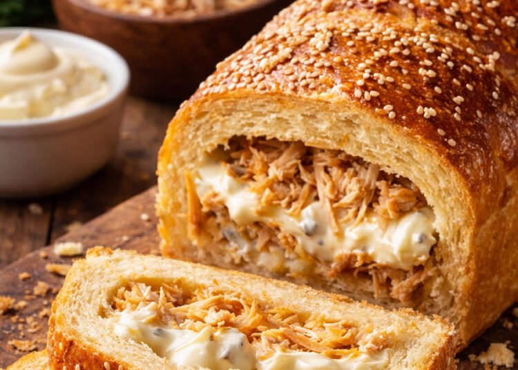 pão recheado com frango e requeijão