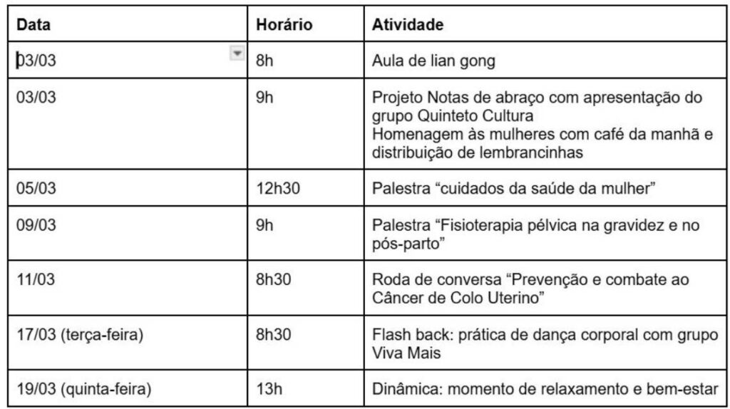 Programação Especial em Março