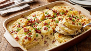 Batata recheada na travessa cremosa: receita fácil e gratinada