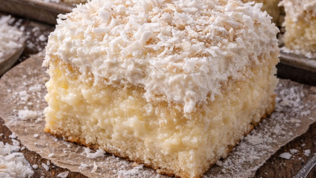 Bolo de coco cremoso sem fermento