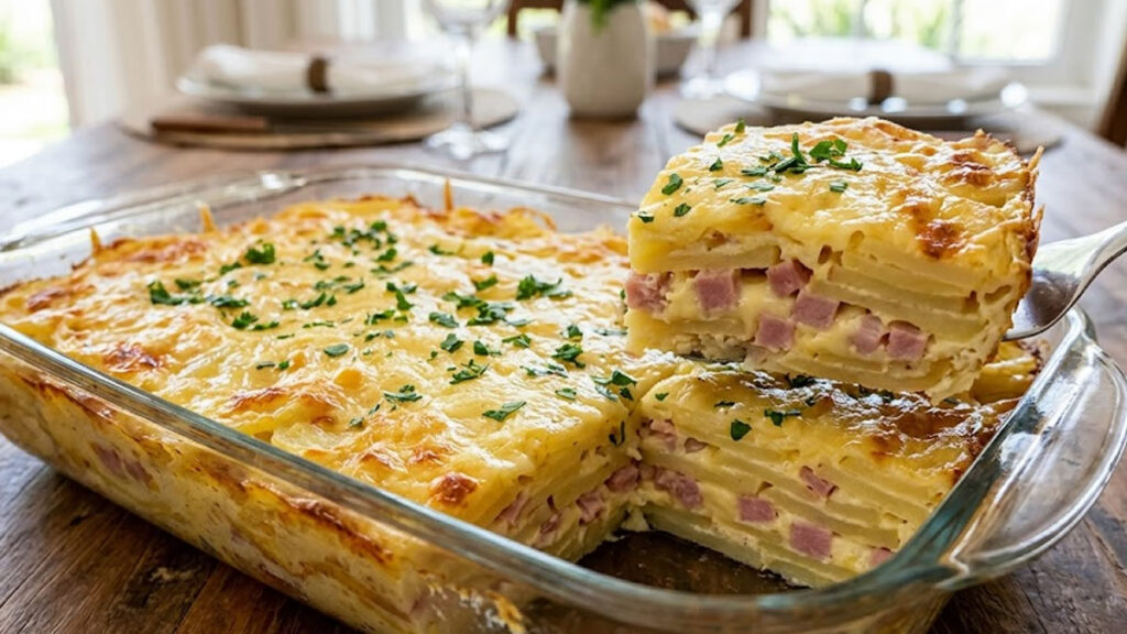 Torta de batata com presunto e queijo