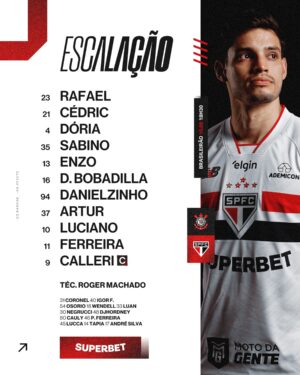 São Paulo tem retorno de Bobadilla e Ferreira no time titular; veja a escalação