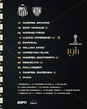 Veja a escalação do Santos para enfrentar o San Lorenzo