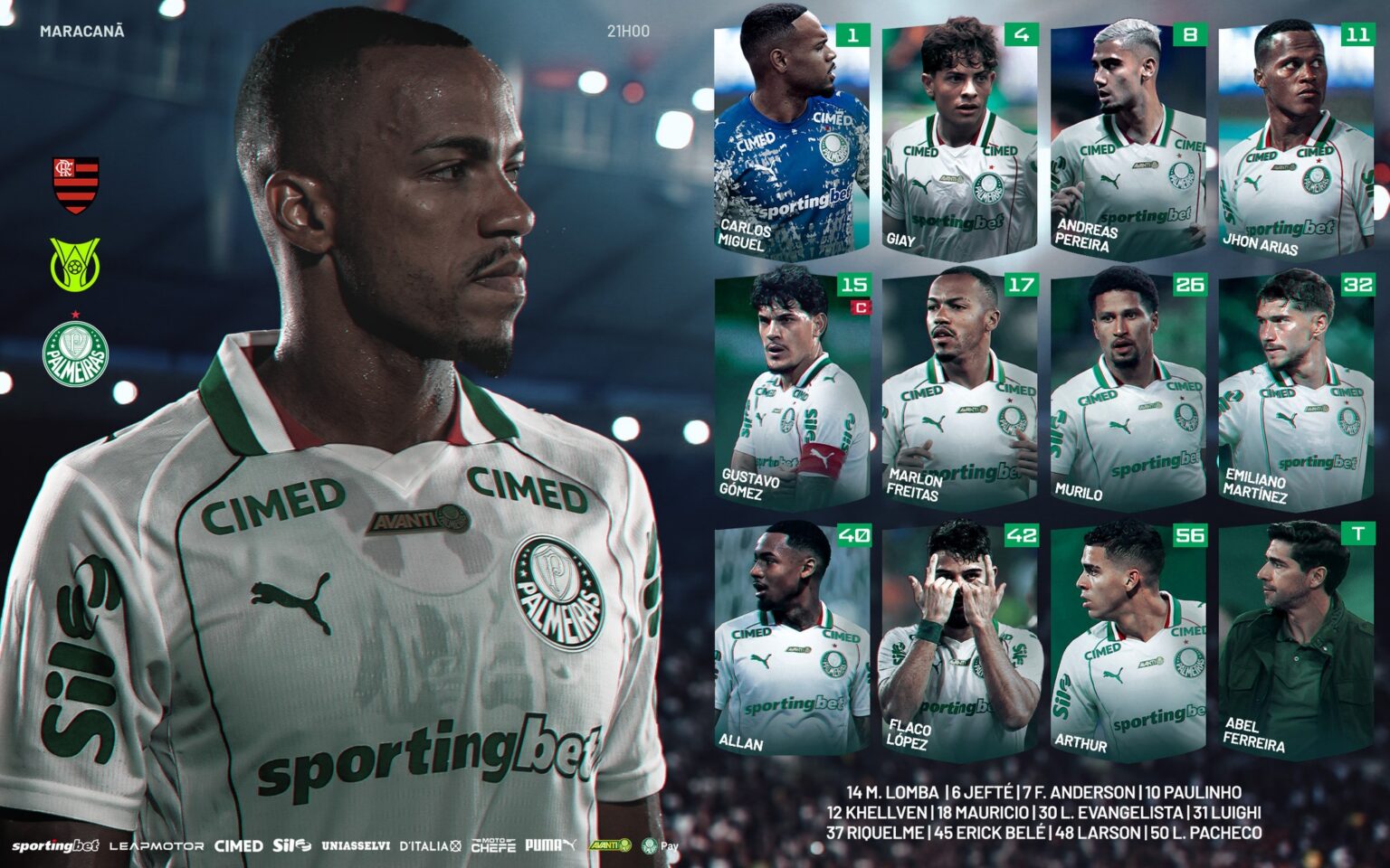 Veja a escalação do Palmeiras para enfrentar o Flamengo