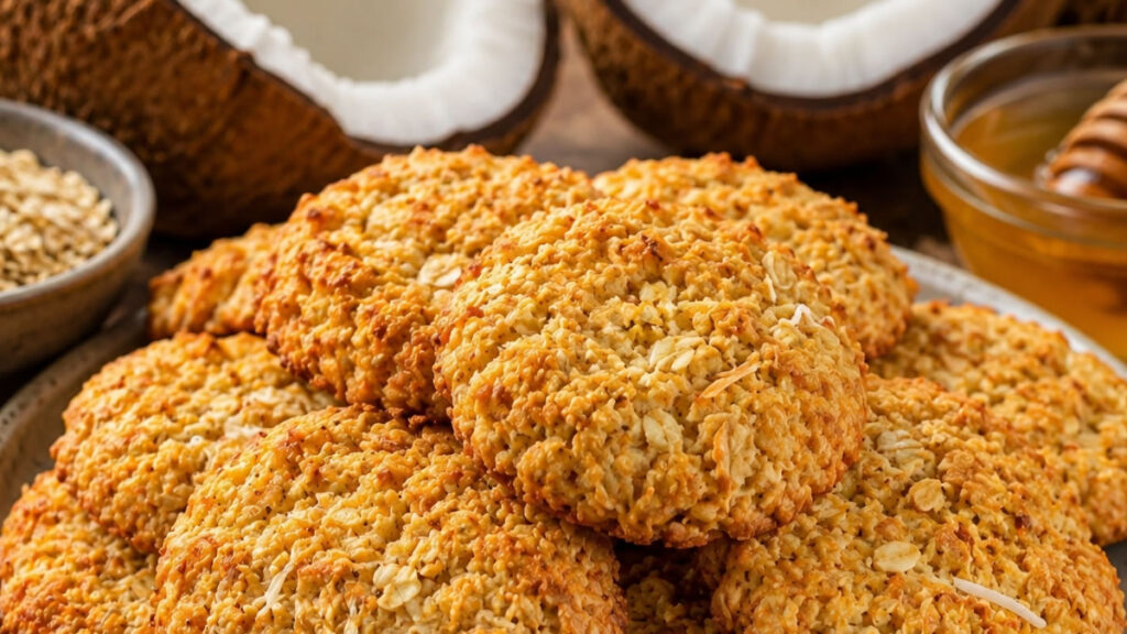 Biscoitos de coco com aveia