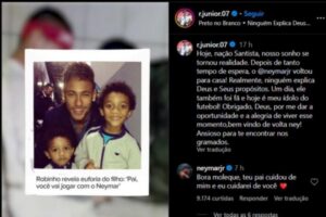 Neymar, antes da confusão, havia prometido cuidar de Robinho Jr