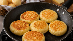 Pão de queijo na frigideira fica pronto em poucos minutos e dispensa o forno