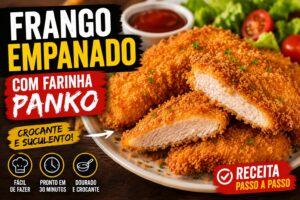 Frango empanado com farinha panko