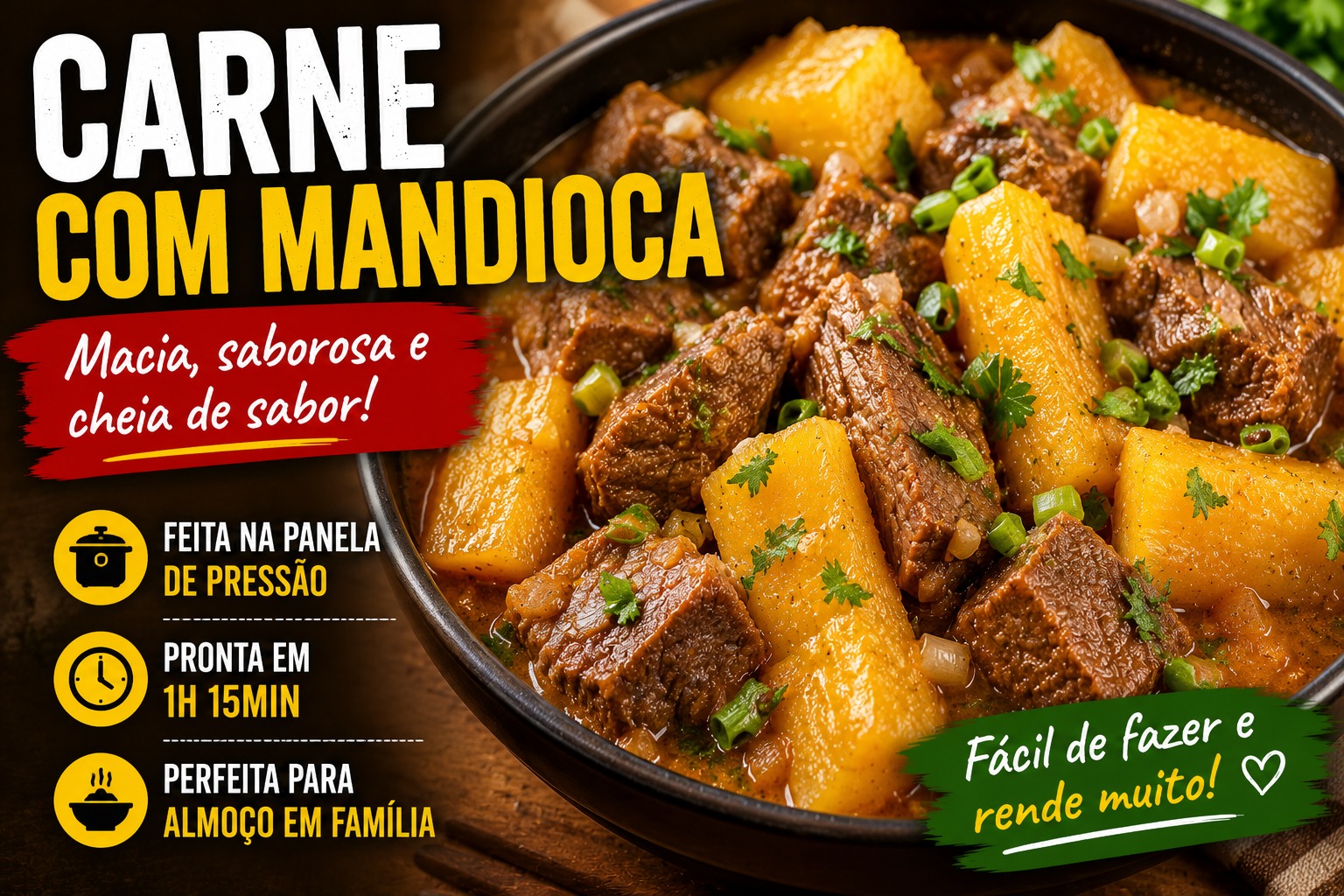 Carne com mandioca