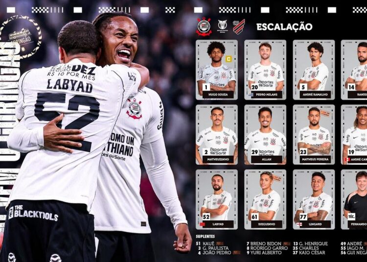 Escalação do Corinthians para o jogo contra o Athletico