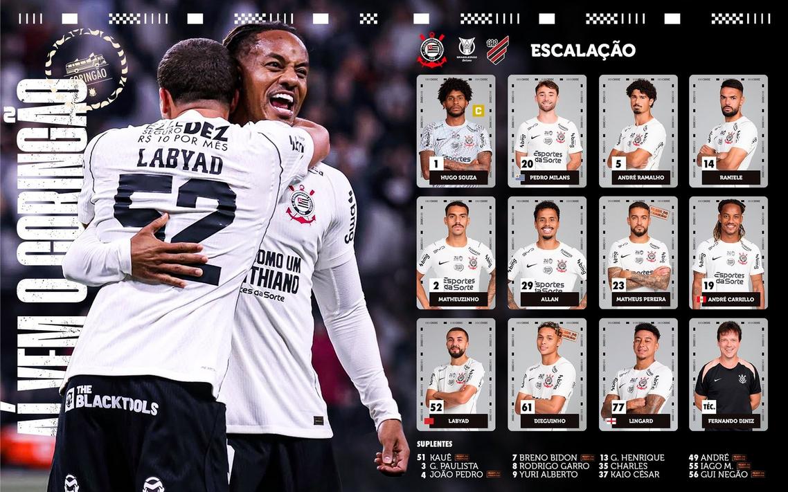 Escalação do Corinthians para o jogo contra o Athletico
