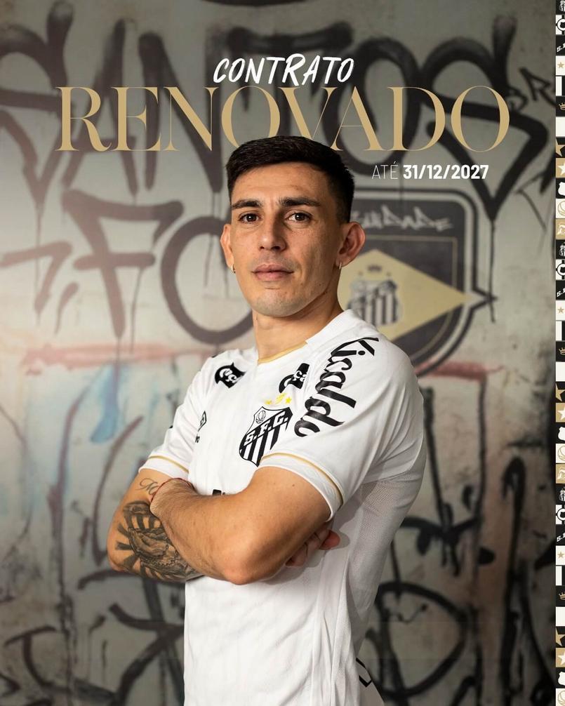 Gonzalo Escobar em treino pelo Santos